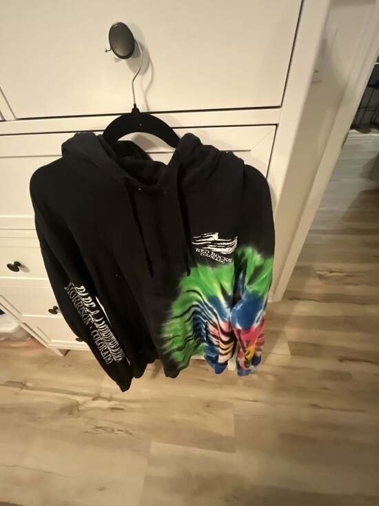 Red Rocks Colorado Tops - Red Rocks Colorado Black and Tie-Dye Hoodie